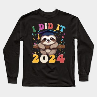 Funny Sloth I did it Graduation Long Sleeve T-Shirt